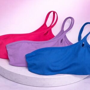 SHEIN Colorful Bra Trio - Fuchsia, Lavender, and Blue